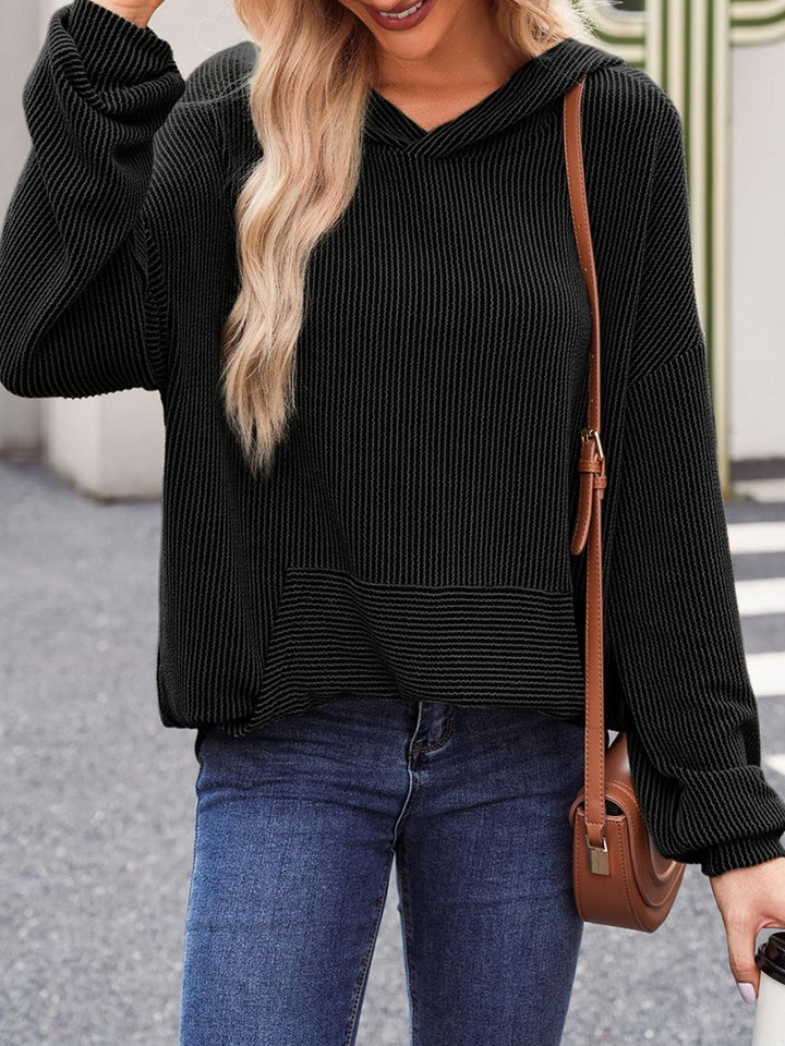 Stilla | Struktureret Sweatshirt Med Hætte Double Take Med Kængurulomme og Lange Ærmer