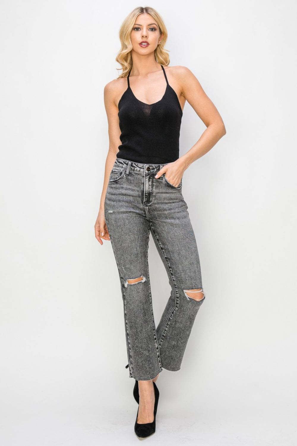 Stilla | Høj Talje Slidte Lige Jeans