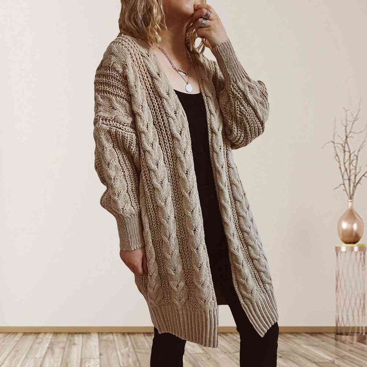 Stilla | Strik Åben Front Nedsat Skulder Cardigan