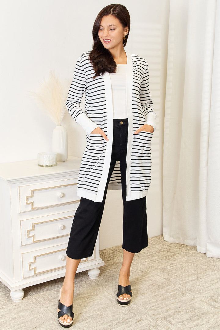 Stilla | Tag Stribet Åben Front Langline Cardigan