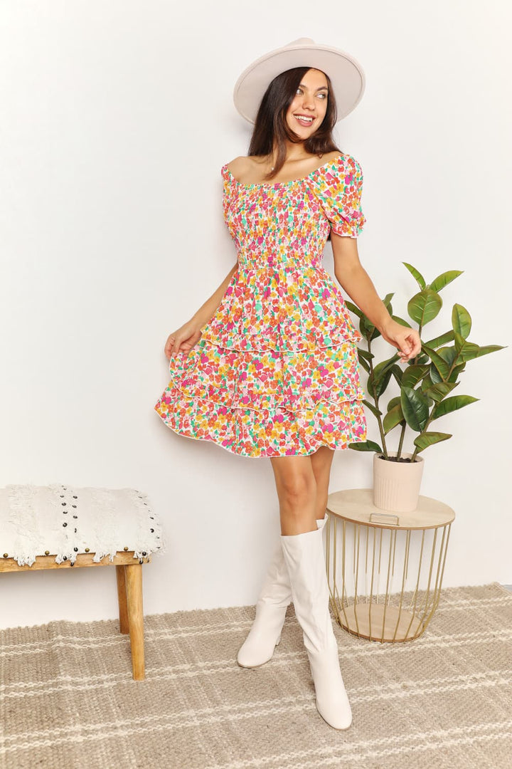 Stilla | Sweetheart Hals Flounce Ærme Mini Kjole