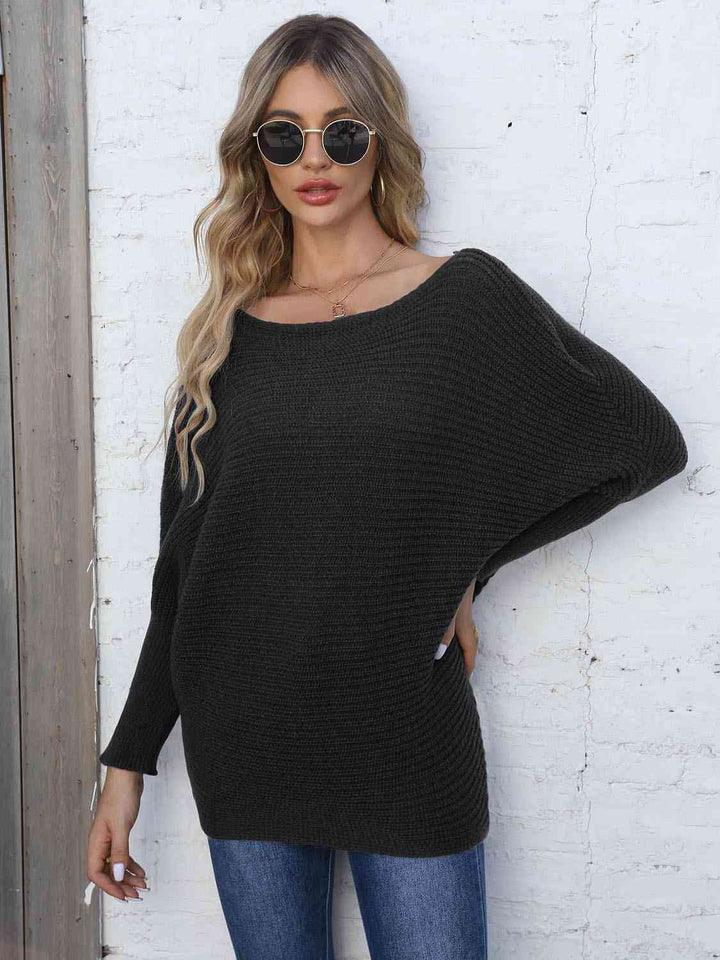 Stilla | Størrelse Horisontal Ribbing Dolman Ærme Sweater