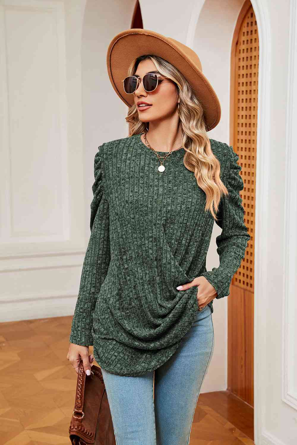 Stilla | Ærme Ribbet Twisted Top