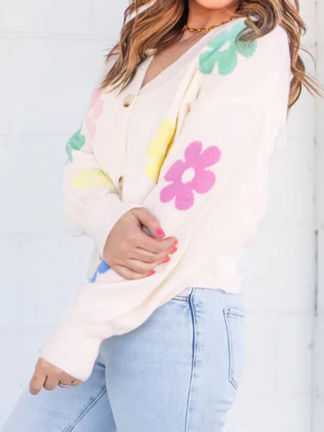 Stilla | Plus Size Blomster Knap-Op Lange Ærme Cardigan