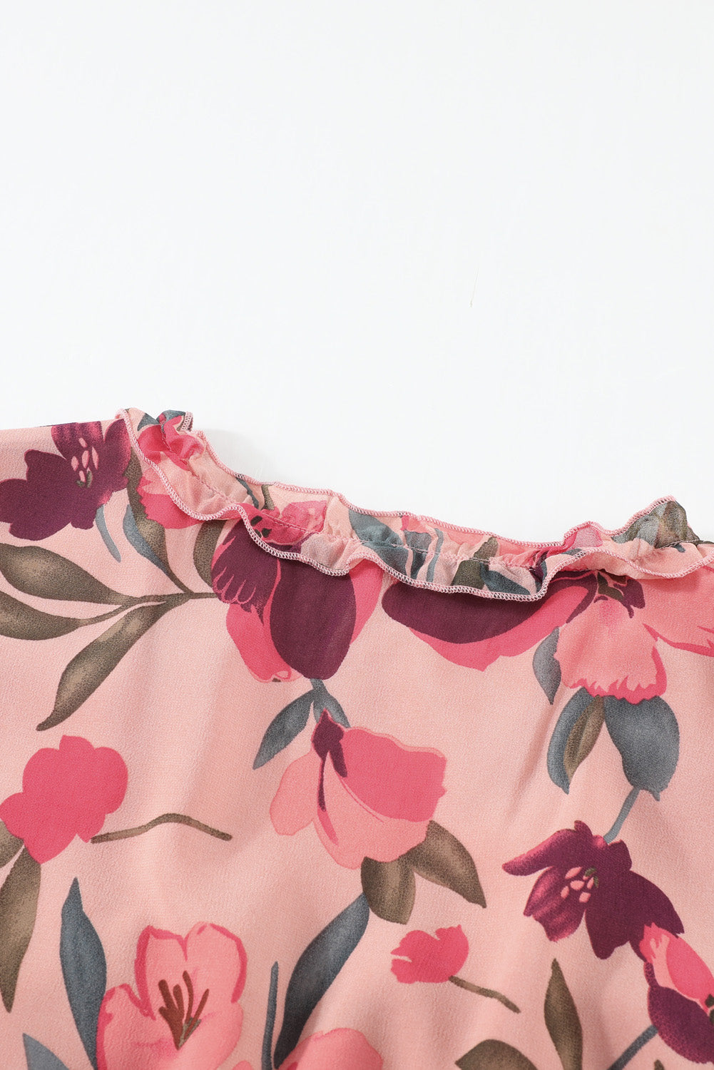 Stilla | Flæse Trim Flounce Ærme Plunge Maxi Kjole