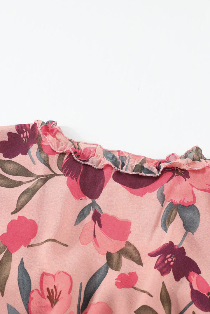 Stilla | Flæse Trim Flounce Ærme Plunge Maxi Kjole