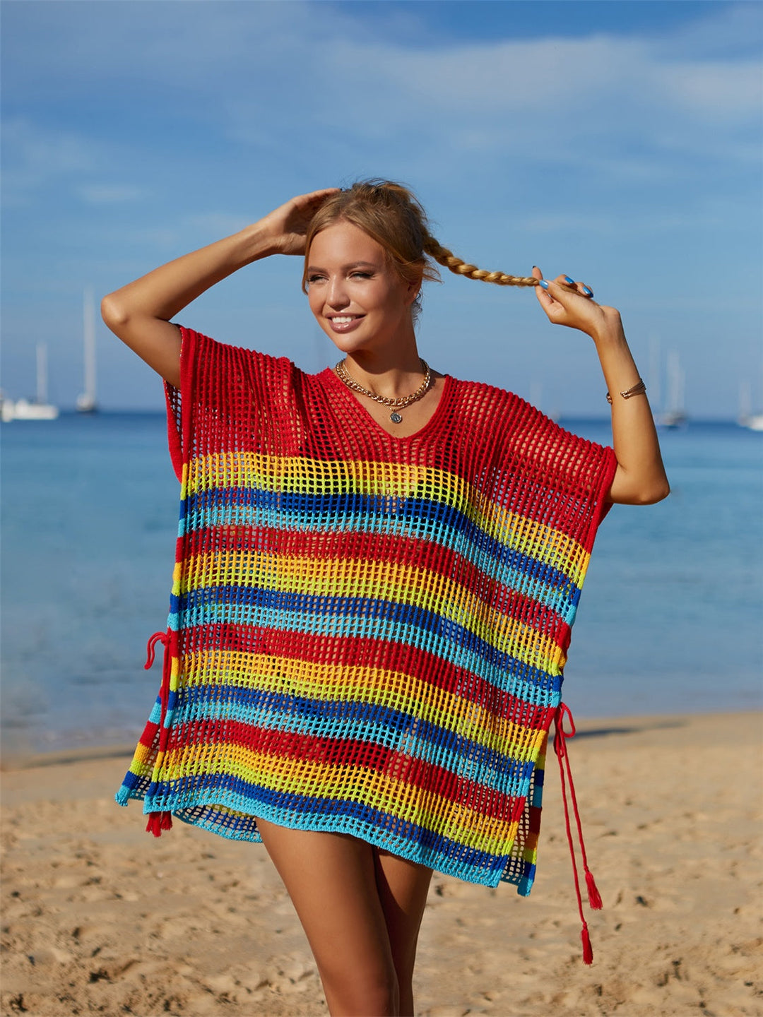 Stilla | Stribet Cover-up Med Frynser