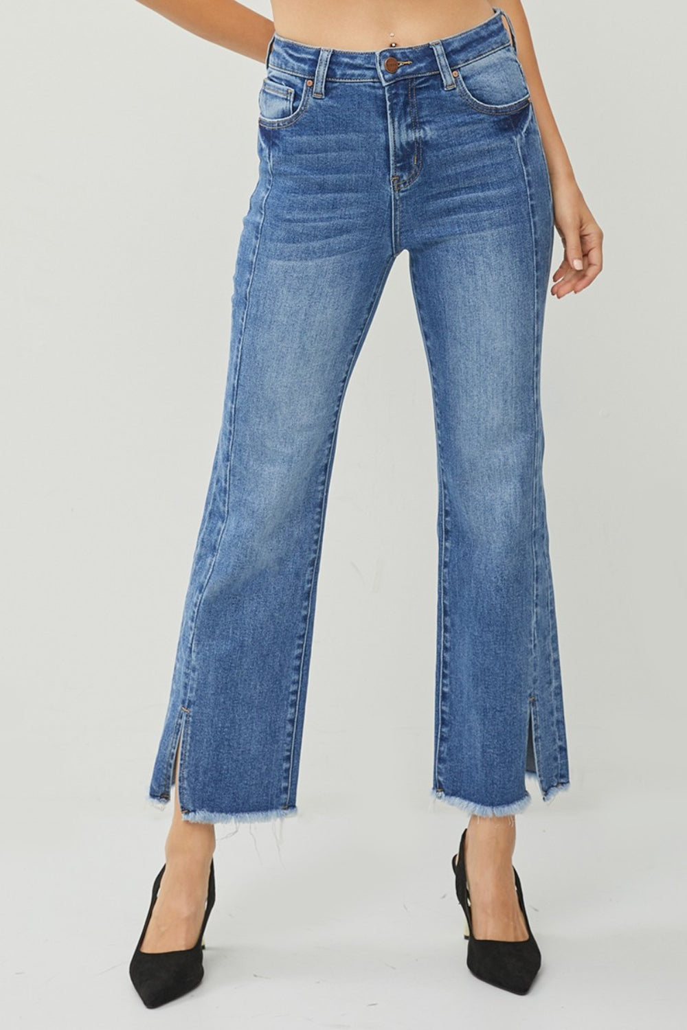 Stilla | Høj Talje Rå Kant Split Lige Jeans