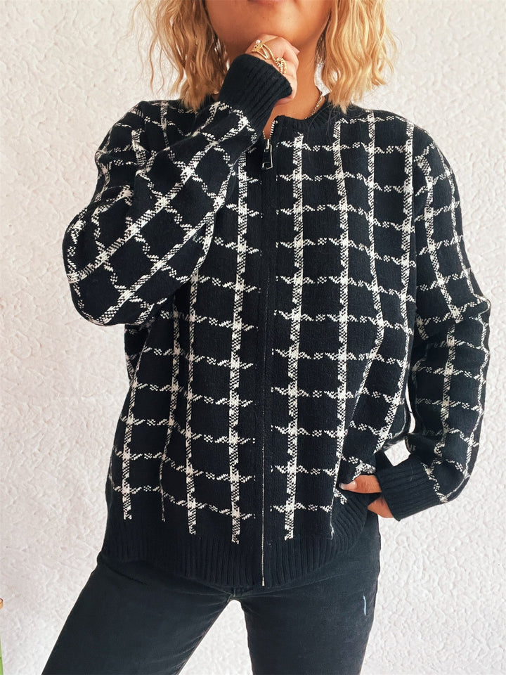 Stilla | Lunt Tjekket Cardigan med Lommer til Hverdagsstil