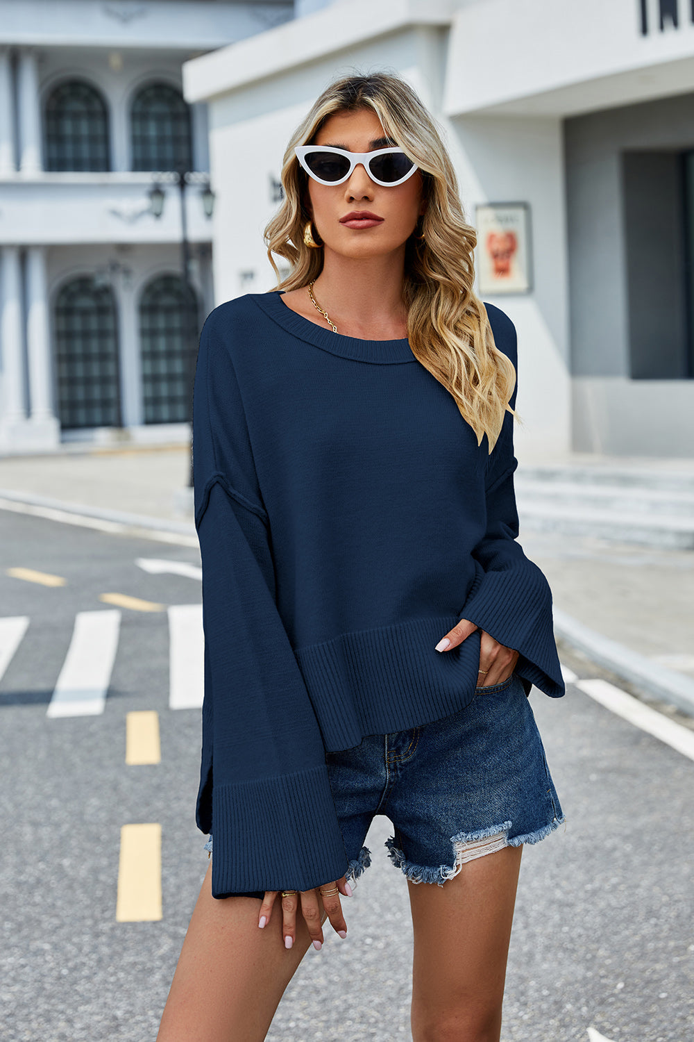 Stilla | Lav Slids Rund Hals Langærmet Sweatshirt