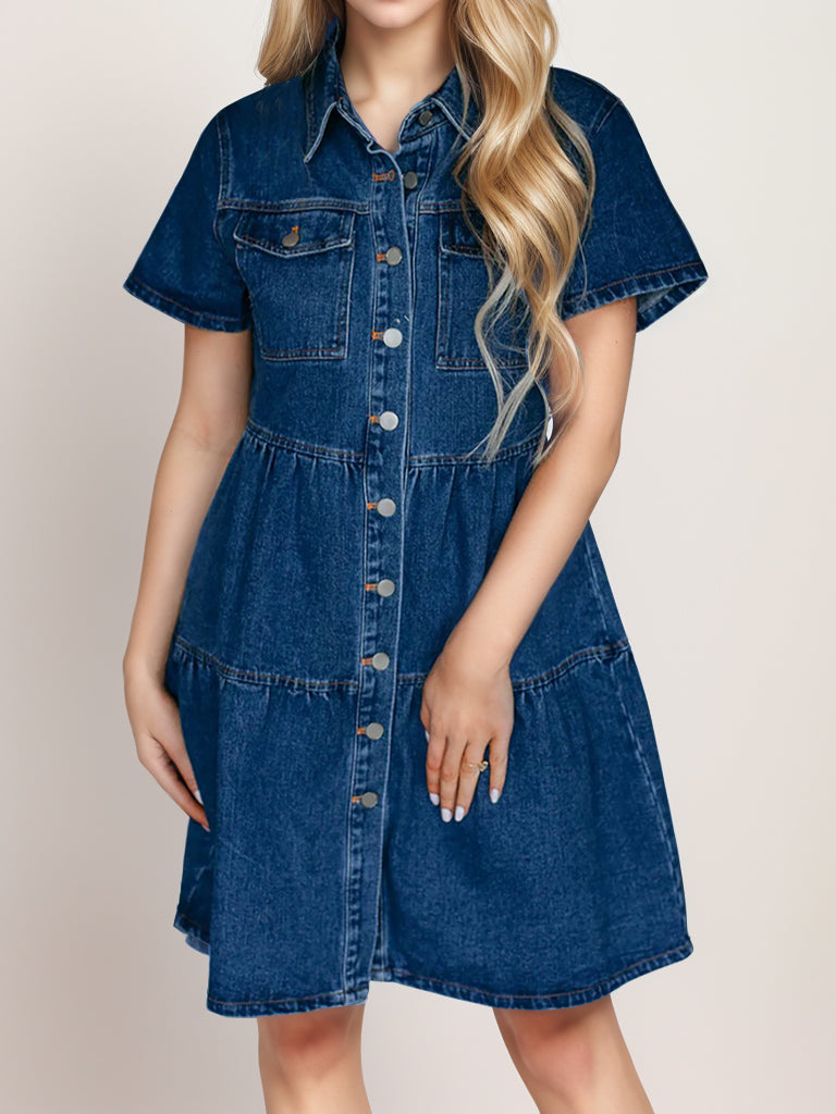 Stilla | Up Kortærmet Denim Kjole