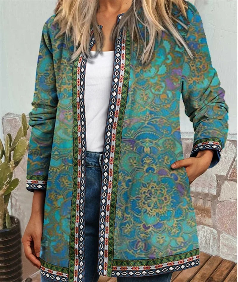 Stilla | Boho Jakke med Farverigt Mønster