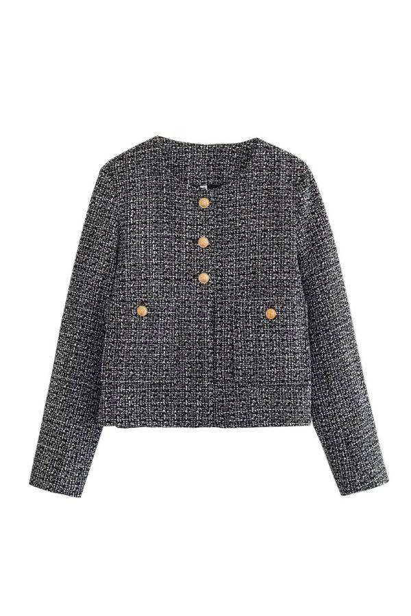 Stilla | Hals Slim Fit Farveblok Kvinder Knapjakke