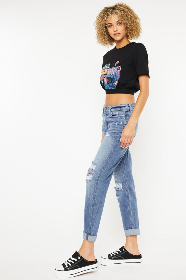 Stilla | Mellemhøjde Distressed Straight Jeans