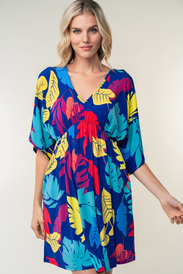 Stilla | Birch Full Size Printed V-hals Mini Kjole