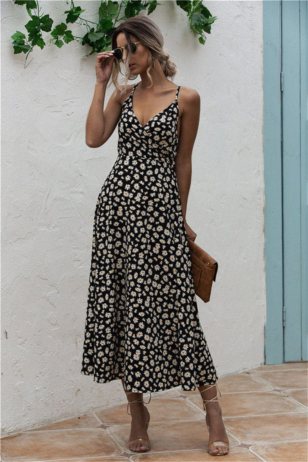 Stilla | Print Surplice Midi Cami Kjole