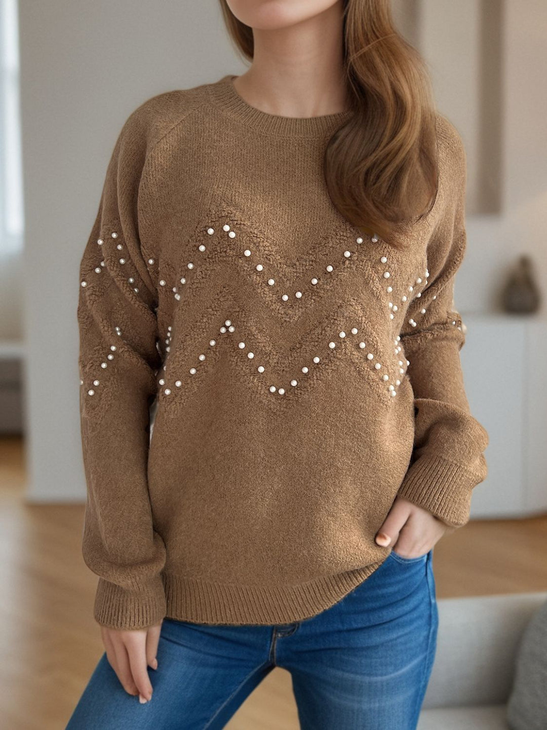 Stilla | Pullover Varm Med Perlepynt