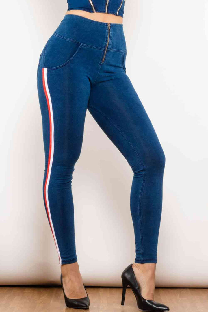 Stilla | Stripe Lynlås Lukning Skinny Jeans