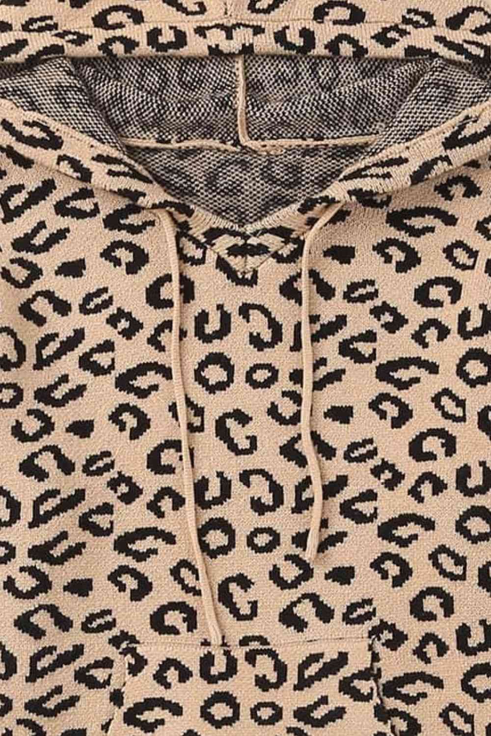 Stilla | Højre Leopard Print Snørebåndet Hætte Sweatshirt