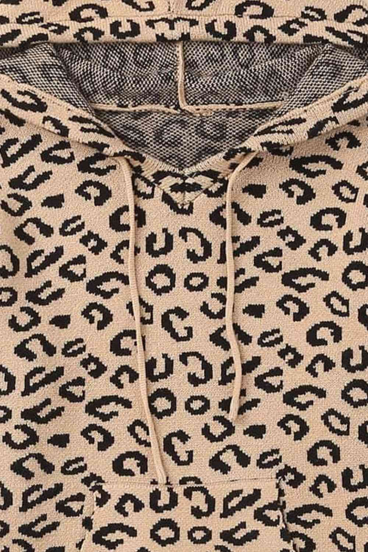 Stilla | Højre Leopard Print Snørebåndet Hætte Sweatshirt