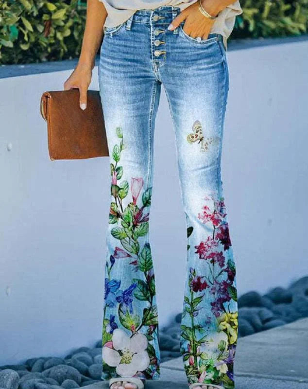 Stilla | Jeans Med Blomstermønster