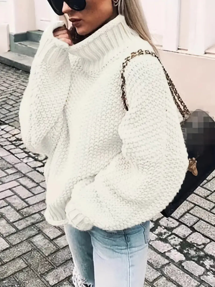 Stilla | Ensfarvet Rullekravepullover