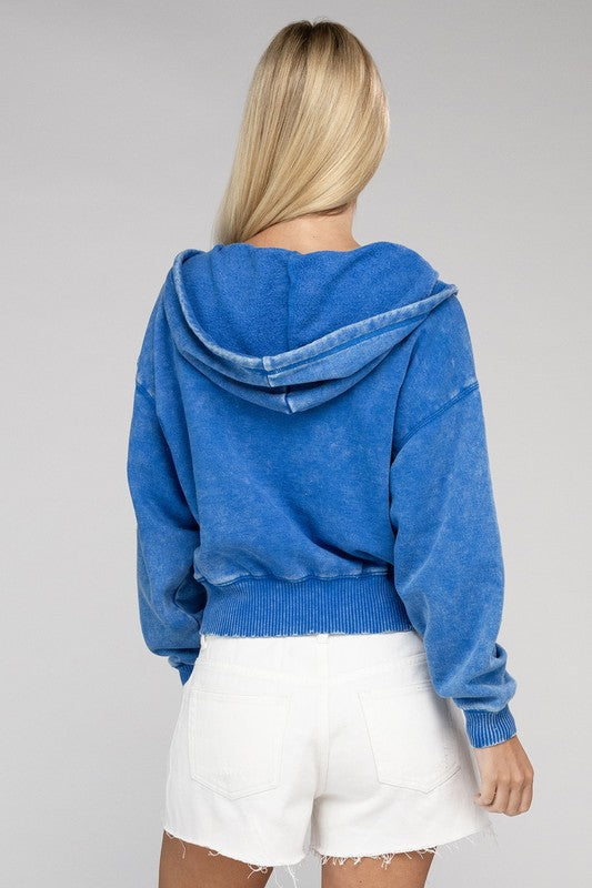 Stilla | Sweatjakke Med Lynlås I Acid Wash Fleece