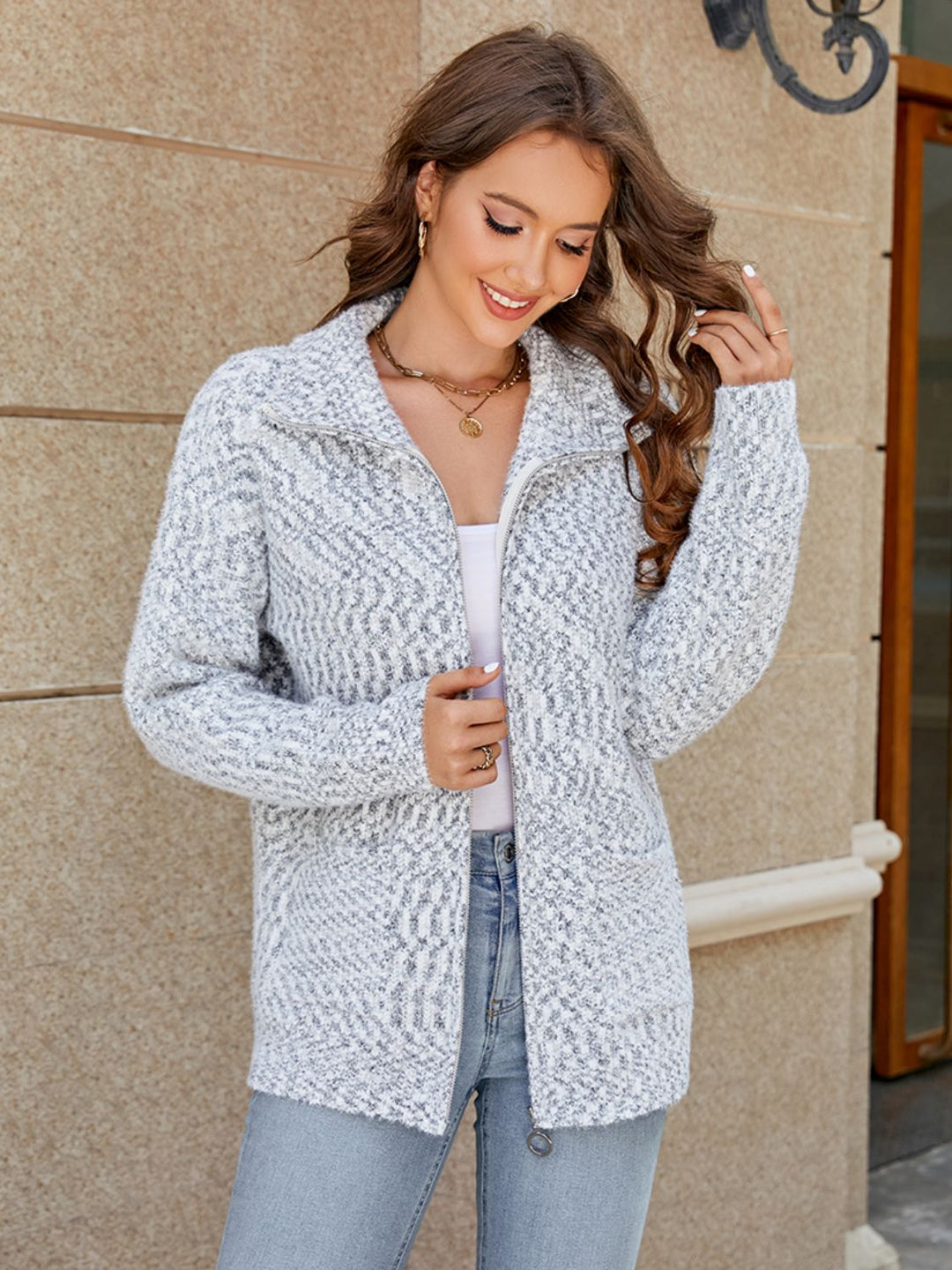Stilla | Opkravet cardigan med lommer