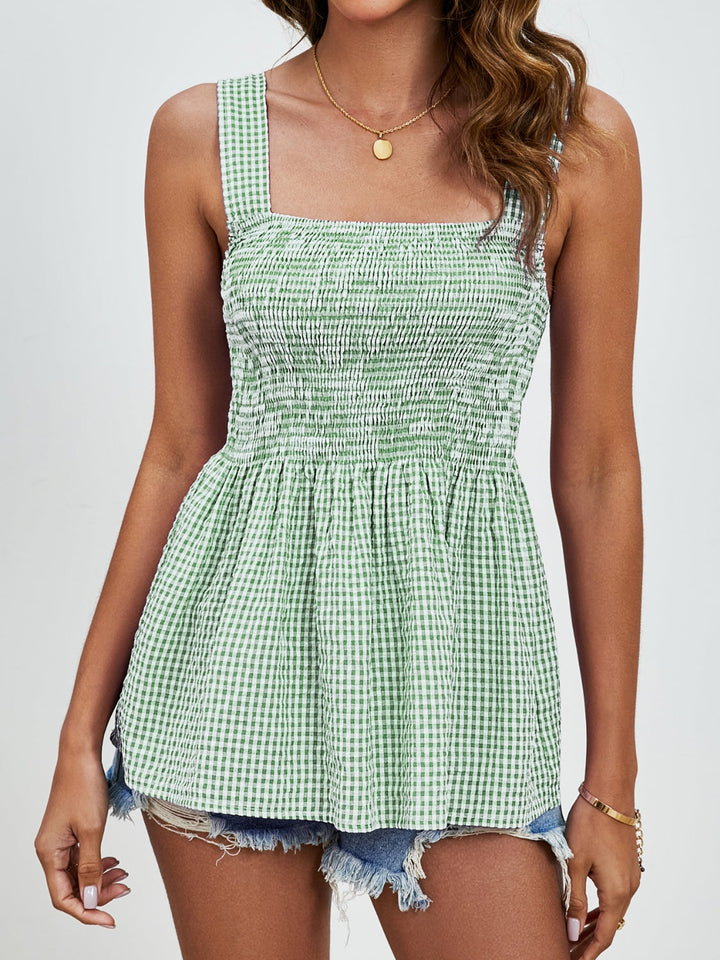 Stilla | Plaid Kvadratisk Hals Tank