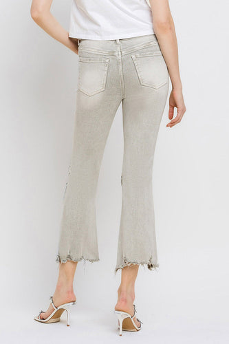 Stilla | Distressed Raw Hem Cropped Flare Jeans