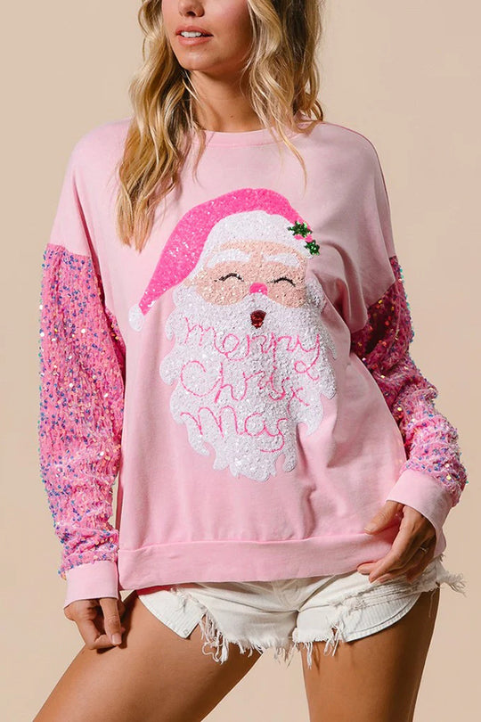 Stilla | Jul Løs Rundhals Pailletter Ærme Sweatshirt