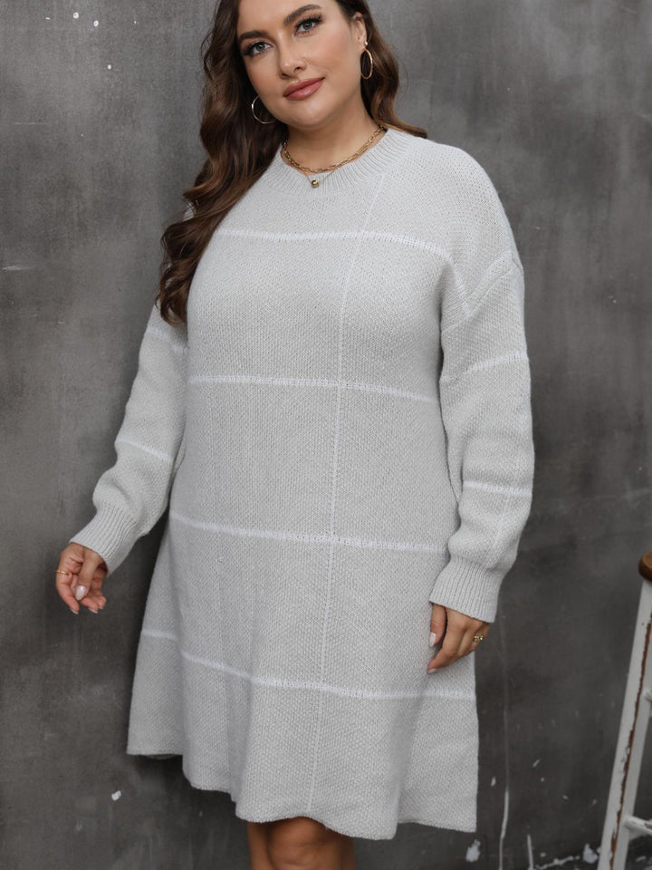 Stilla | Plus Size Rund Hals Langærmet Sweater Kjole