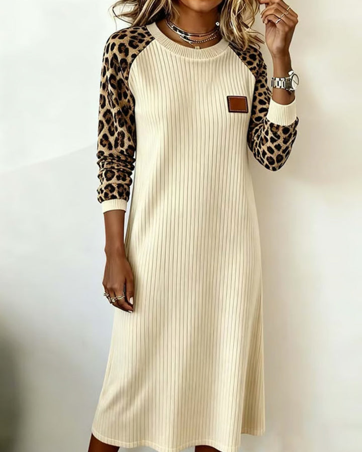 Stilla | Løs Langærmet Leopardmønster Patchwork