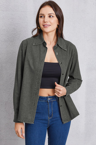 Stilla | Hals Knap Op Denim Top