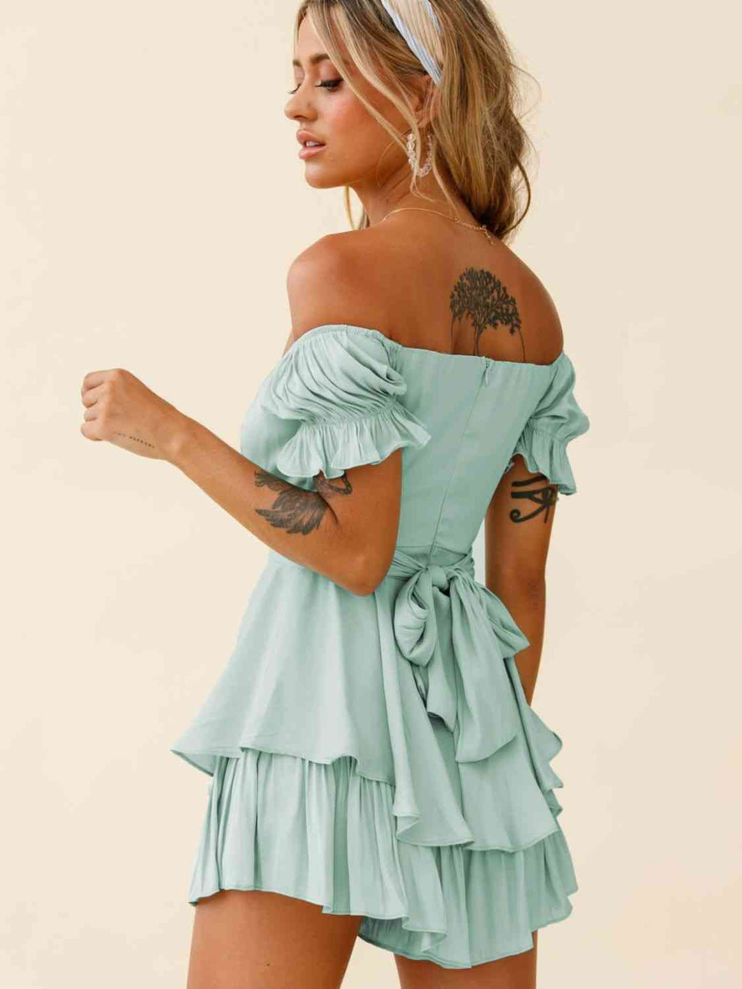 Stilla | Skulder Flounce Ærme Romper