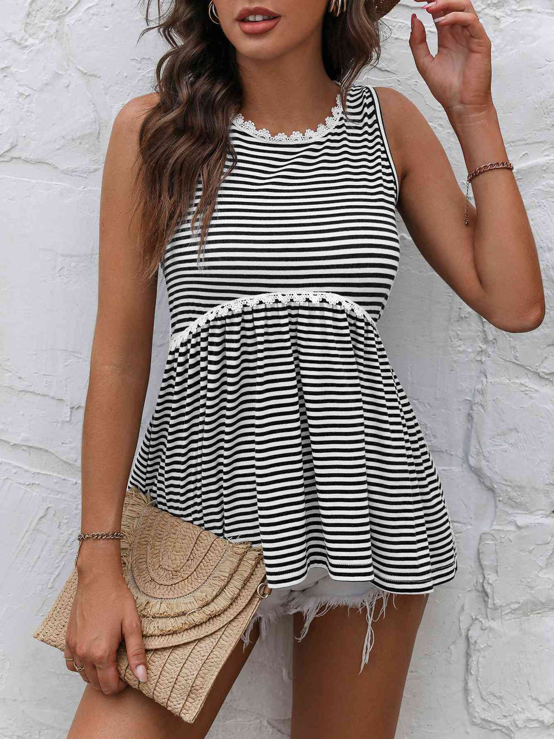 Stilla | Blondekant Rund Hals Tanktop