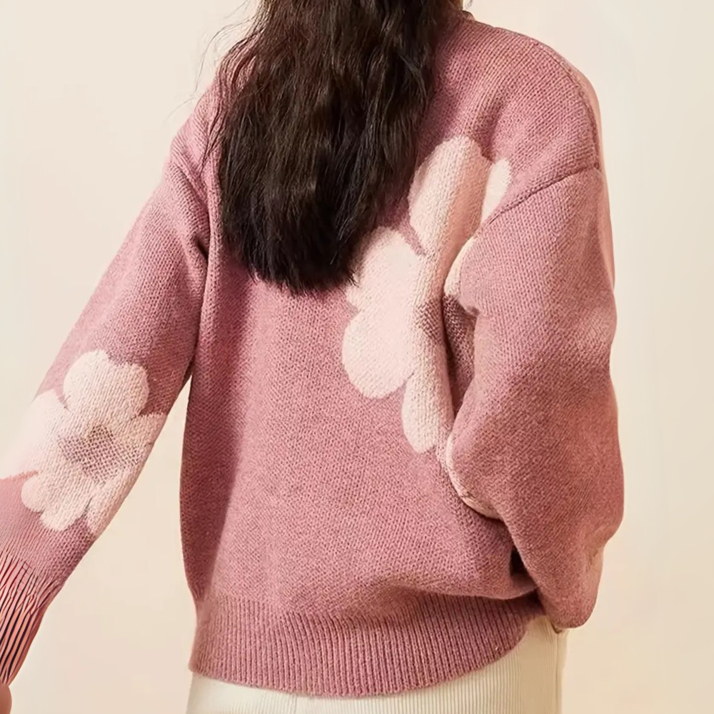 Stilla | Blomsterstrikket Sweater til Damer