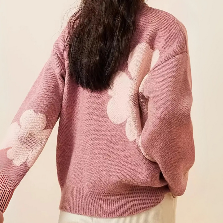 Stilla | Blomsterstrikket Sweater til Damer