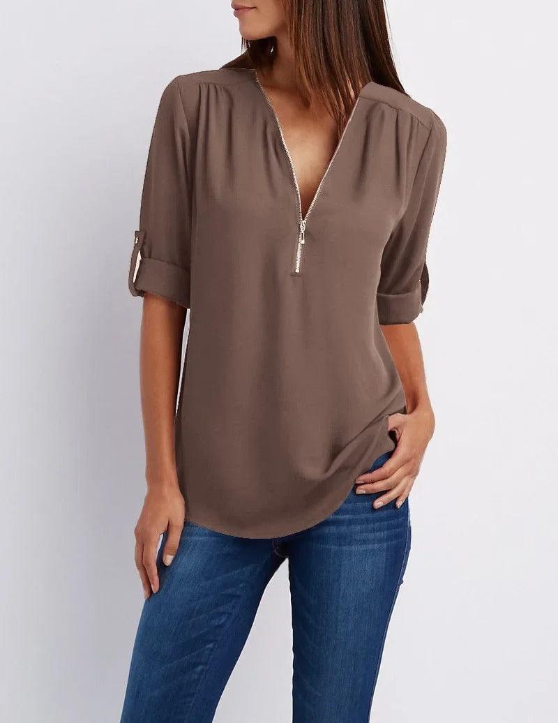 Stilla | Afslappet Lynlås Bluse Frieda Bluse