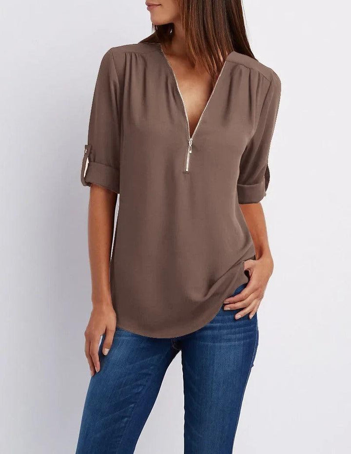 Stilla | Afslappet Lynlås Bluse Frieda Bluse