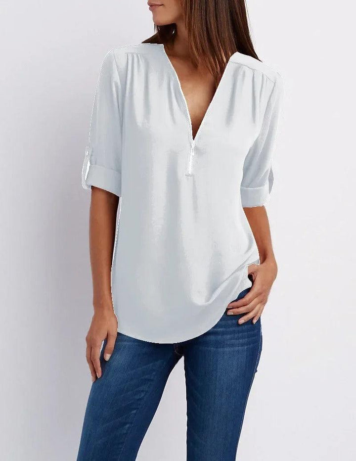 Stilla | Afslappet Lynlås Bluse Frieda Bluse