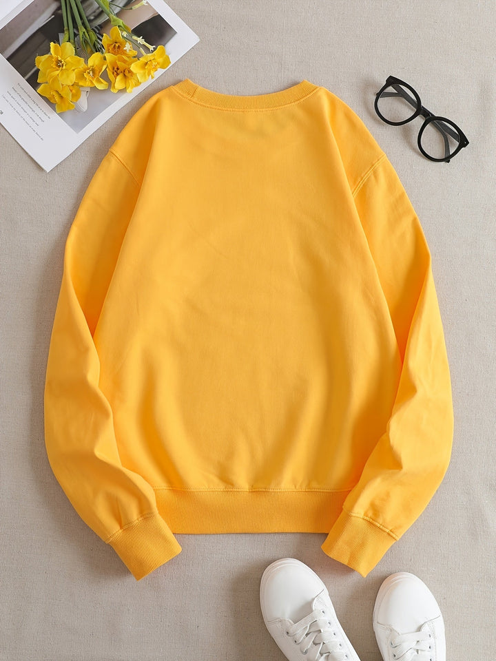 Stilla | Afslappet Gul Sweatshirt med Humoristisk Grafisk Tryk