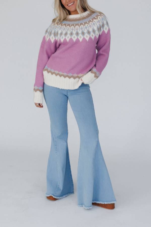 Stilla | Jul Forstærket Rund Hals Lange Ærmer Strik Pullover