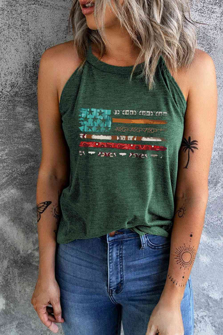 Stilla | Flag Grafisk Rund Hals Tank