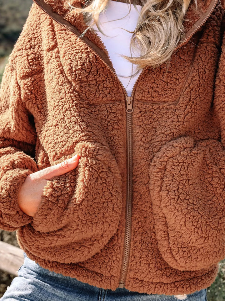 Stilla | Dame Relaxed Fit Zip Up Teddyjakke