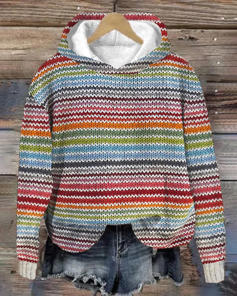 Stilla | Farverig Sweatshirt Med Hætte Og Lange Ærmer