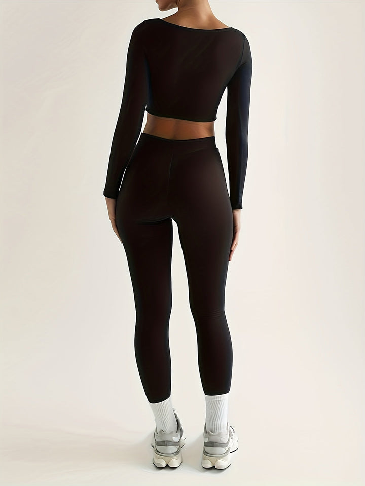 Stilla | Sportssæt Bestående Af En Langærmet Crop Top Og Højtaljede Skinnybukser
