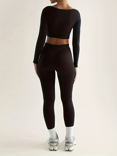 Stilla | Sportssæt Bestående Af En Langærmet Crop Top Og Højtaljede Skinnybukser