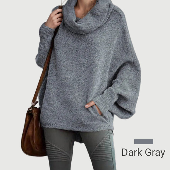 Stilla | Cozy Batwing Sweater med Vandfaldsudskæring og Lommer