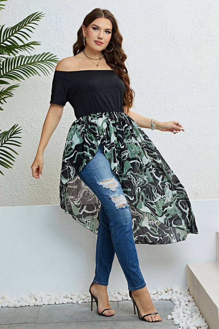 Stilla | Størrelse Off-Shoulder Asymmetrisk Kantskåret Kjole